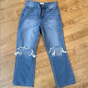 VERVET BY FLYING MONKEY Blue Boyfriend Jeans with Distressed Knees